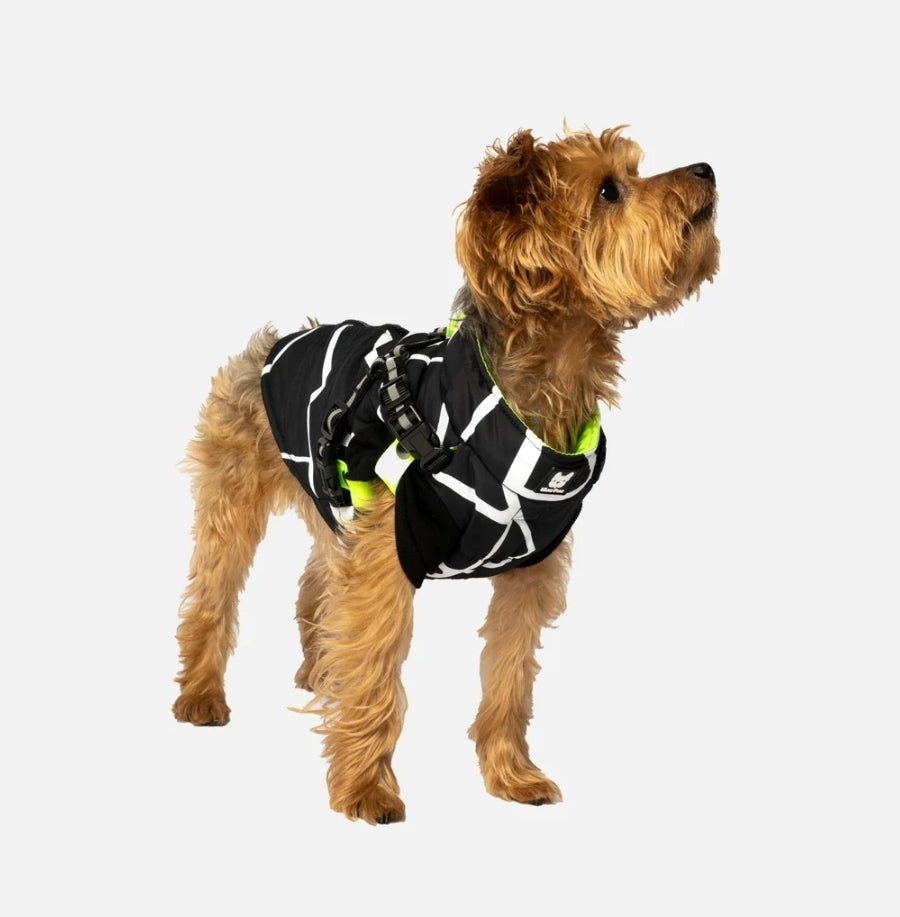 Fonda Dog Jacket – Neon Water-Resistant Jacket with Harness Attachment