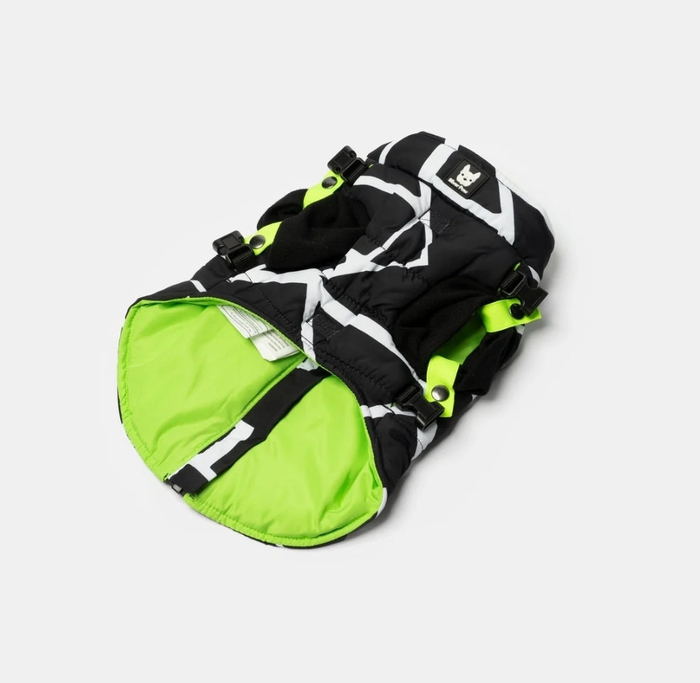Fonda Dog Jacket – Neon Water-Resistant Jacket with Harness Attachment