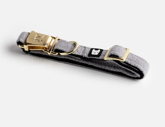 Aquafleece Dog Collar – Grey Water-Resistant Adjustable Collar with Metal Buckle